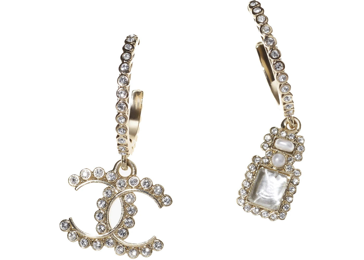 Chanel Glass And Strass Metal Earrings Glass Pearls Gold