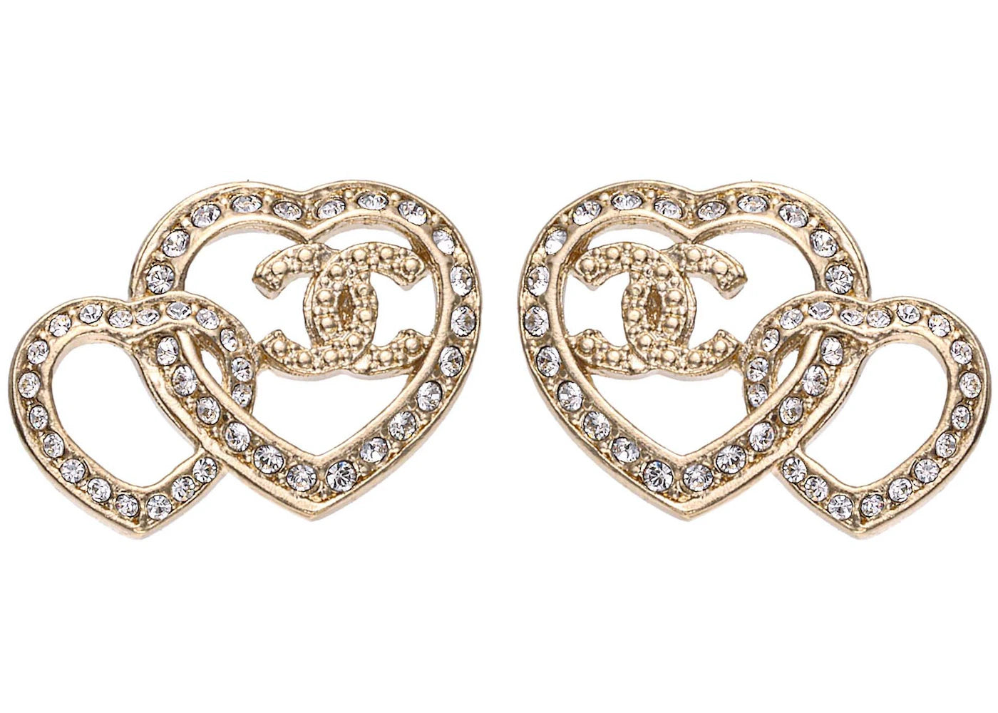 Chanel Heart Shape Cc Earrings Gold (Abb666)