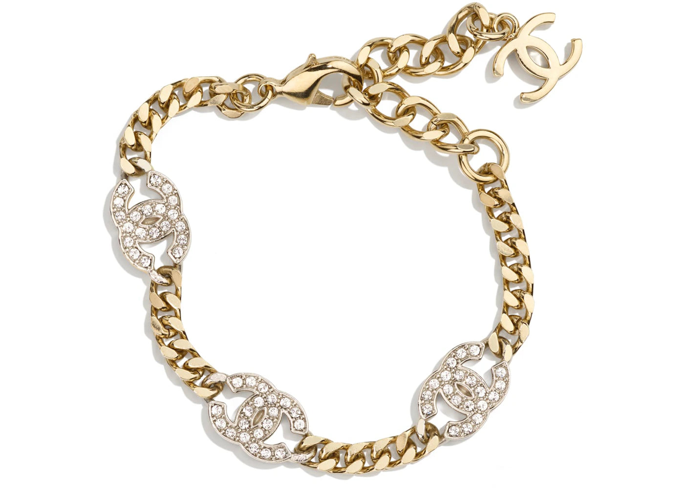 Chanel Interlocking Bracelet Gold/Silver/Crystal