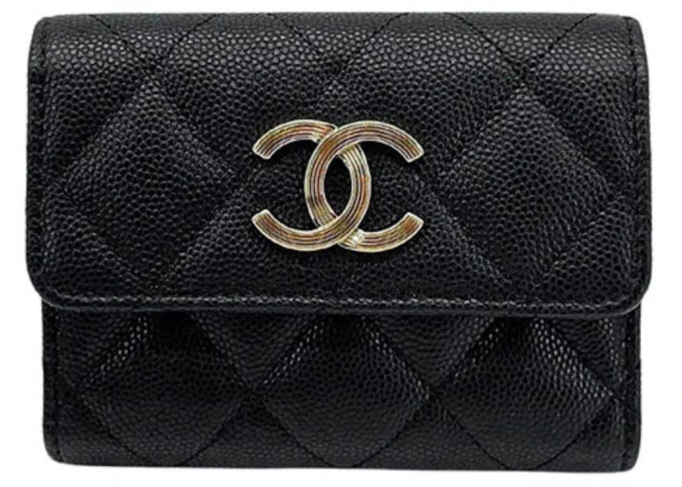 Chanel Large Cc Logo Tri-Fold Card Holder Black (Ap3141)