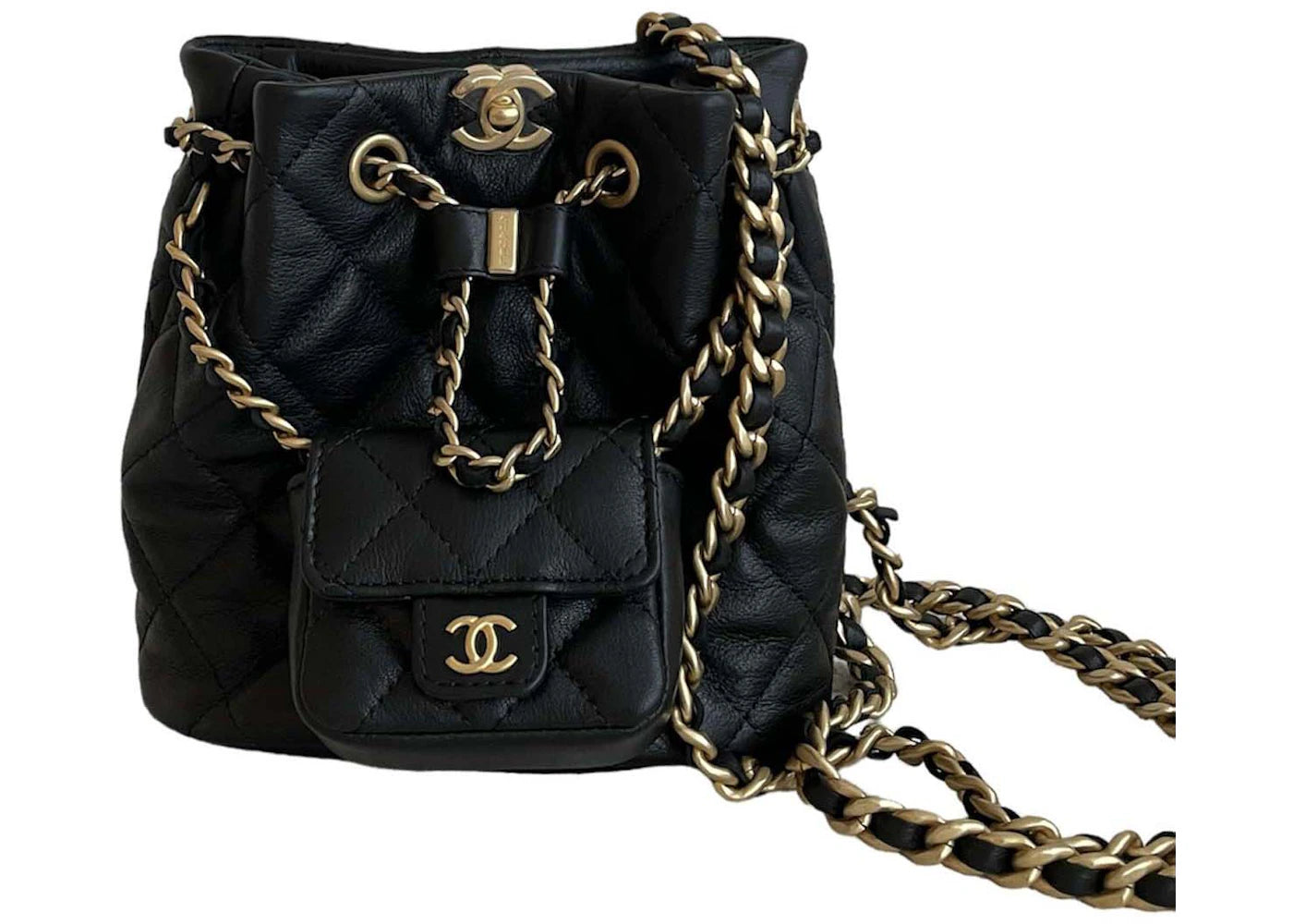 Chanel Small Drawstring 23A Bucket Black (As3947)