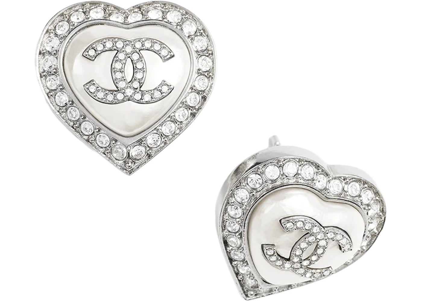 Chanel Stud Earrings Silver/Pearly White/Crystal (Abb632 B14143 Nr575)