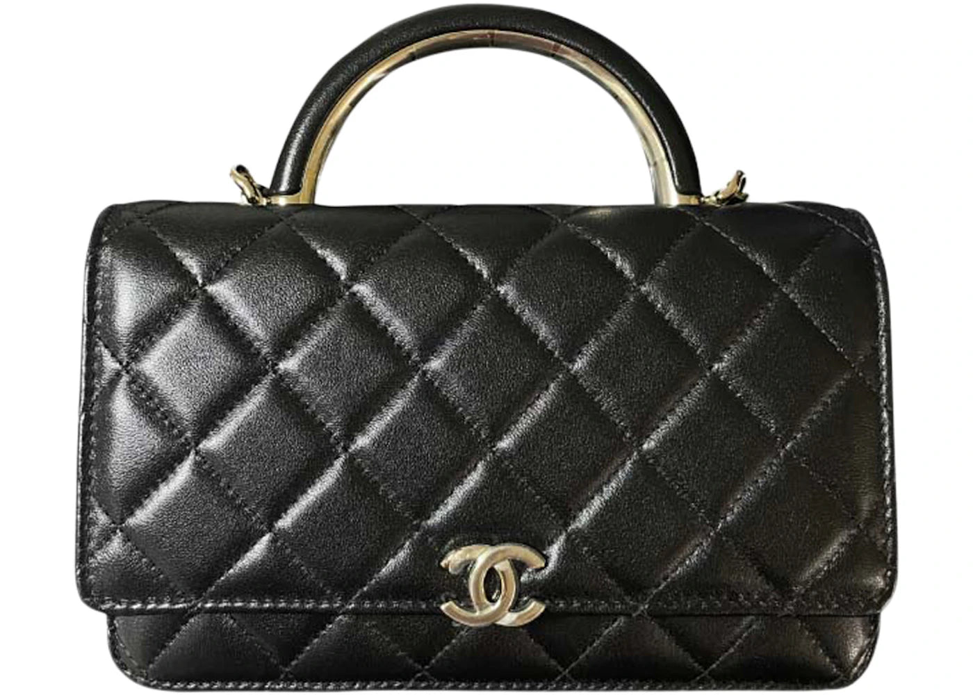 Chanel Wallet On Chain With Handle Lambskin & Gold Black Black (Ap2844-B08461-94305)