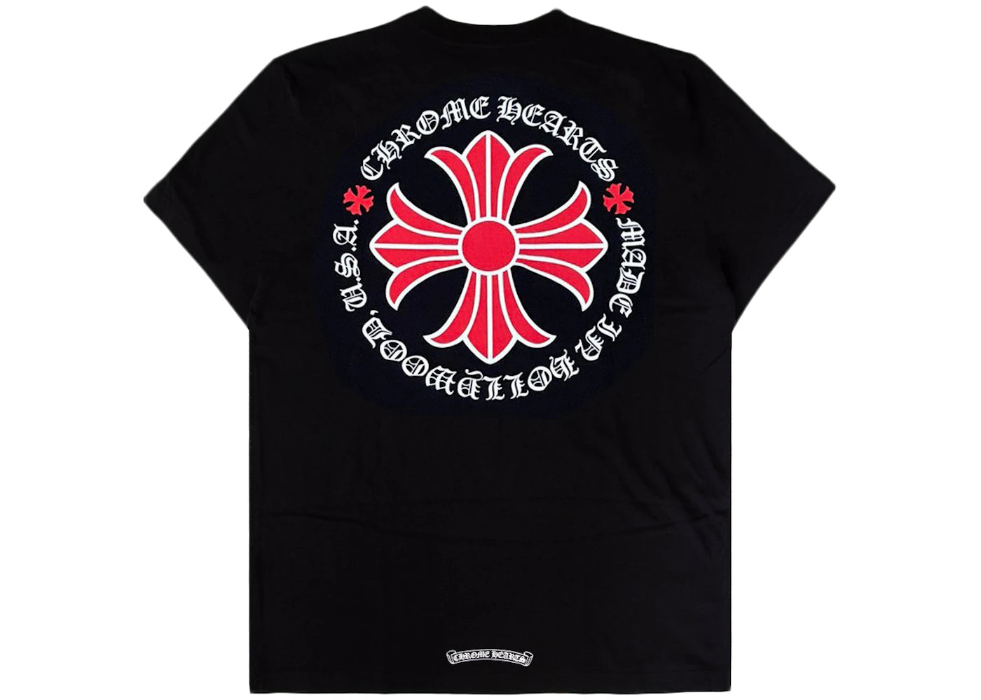 chrome hearts made in hollywood plus cross t-shirt black/red