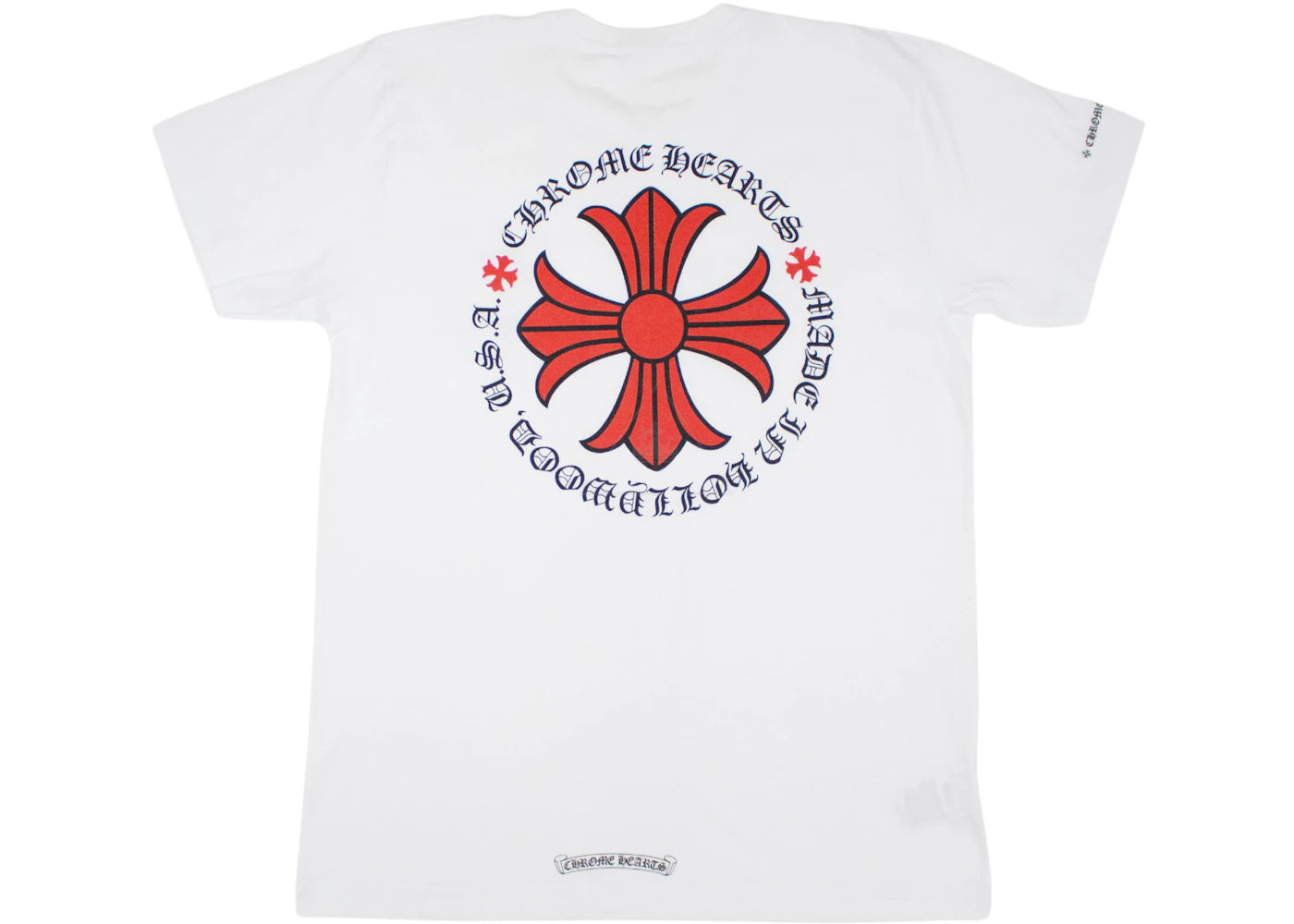 chrome hearts made in hollywood plus cross t-shirt white/red