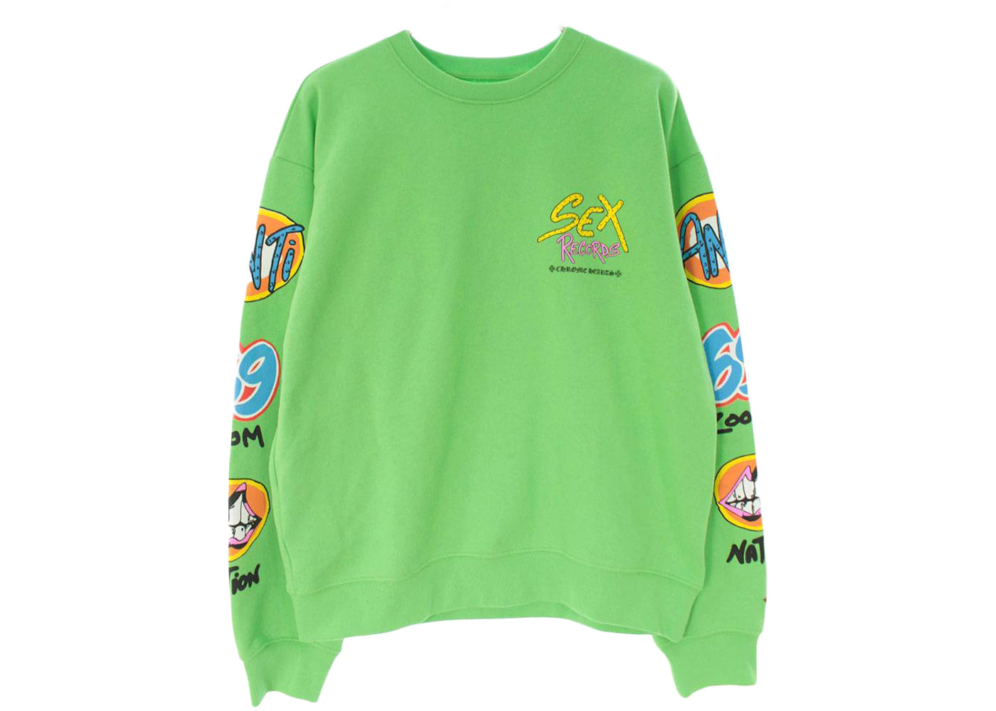 chrome hearts matty boy sex records crewneck sweatshirt citrus