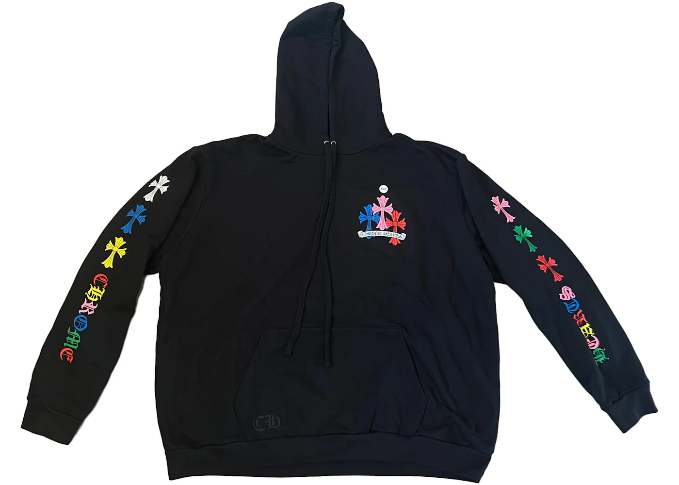 chrome hearts multi color cross hoodie black