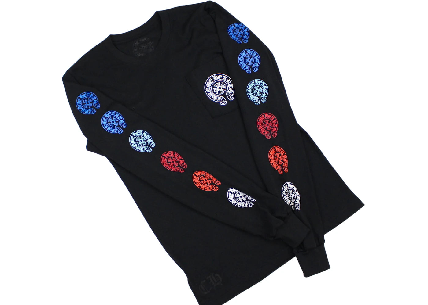 chrome hearts multi color horse shoe l/s t-shirt black