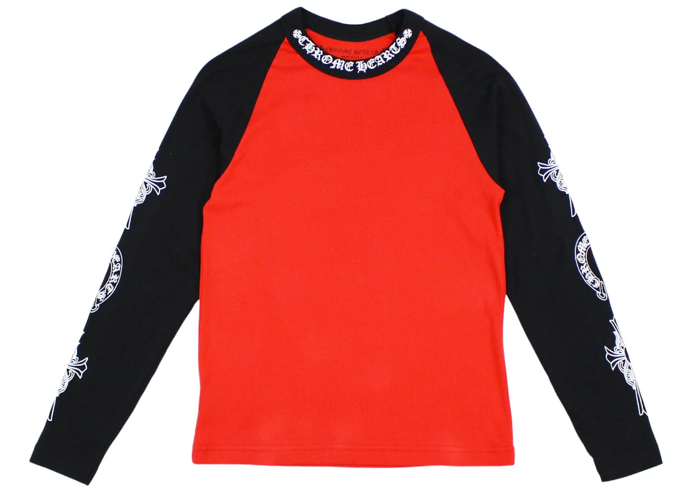 chrome hearts neck logo baseball shirt red/black