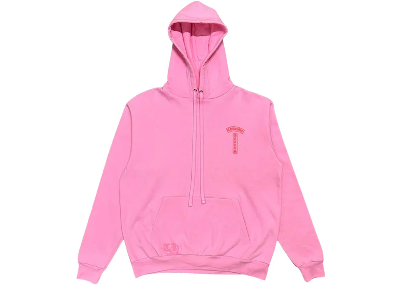 chrome hearts red logo hoodie pink