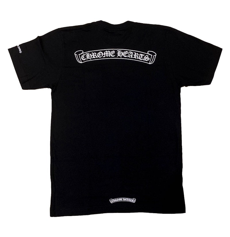 トップス CHROME HEARTS SCROLL LOGO ARMBAND T Chrome Hearts Scroll Logo T-Shirt Black – Kicks Machine