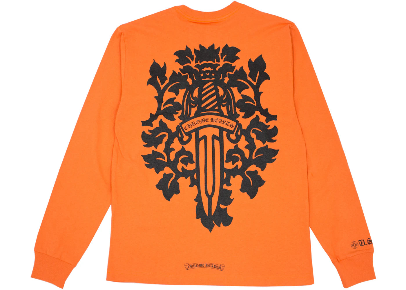 chrome hearts vine dagger l/s t-shirt orange/black