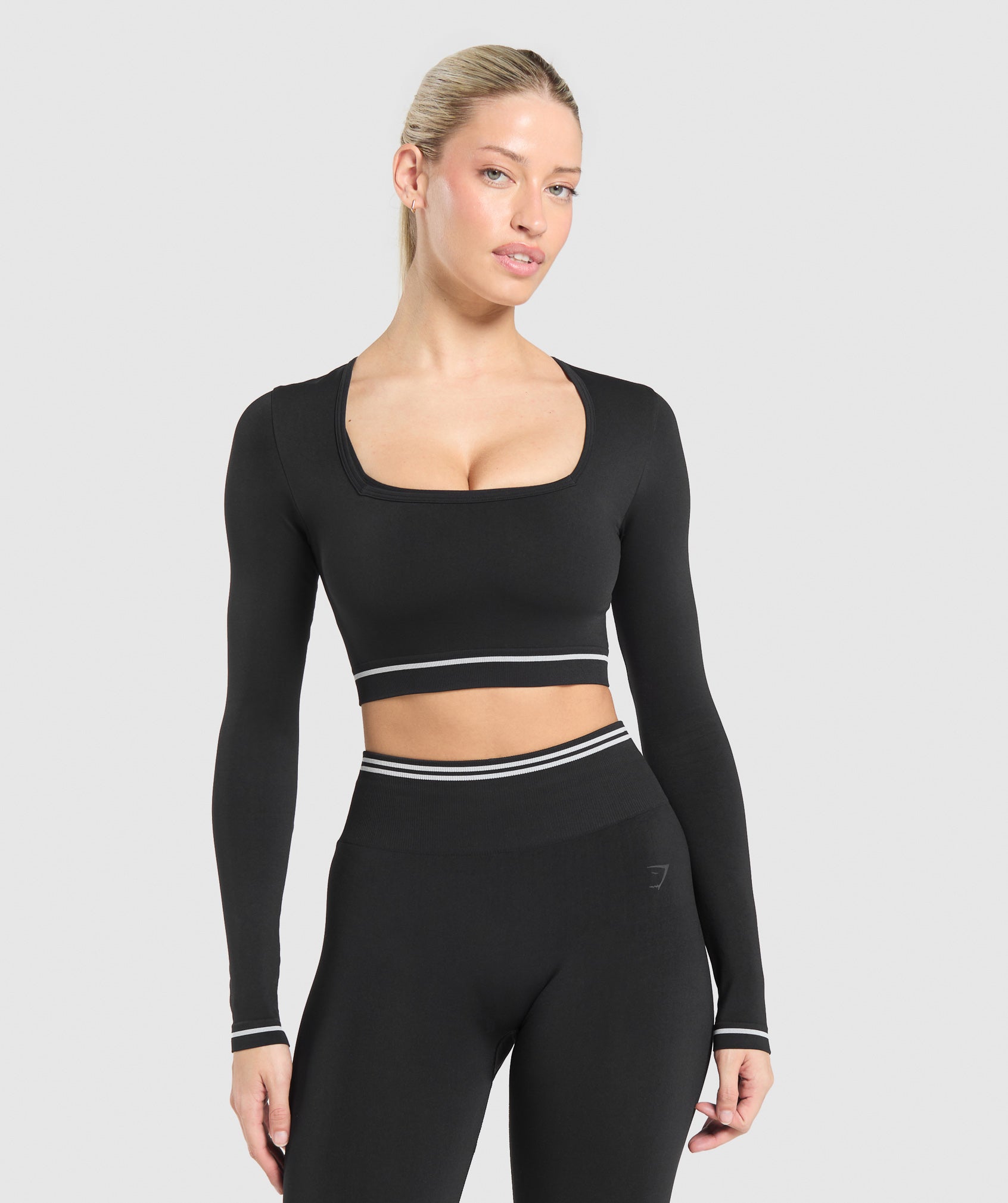 Women's Gymshark Contrast Seamless Crop Top Black