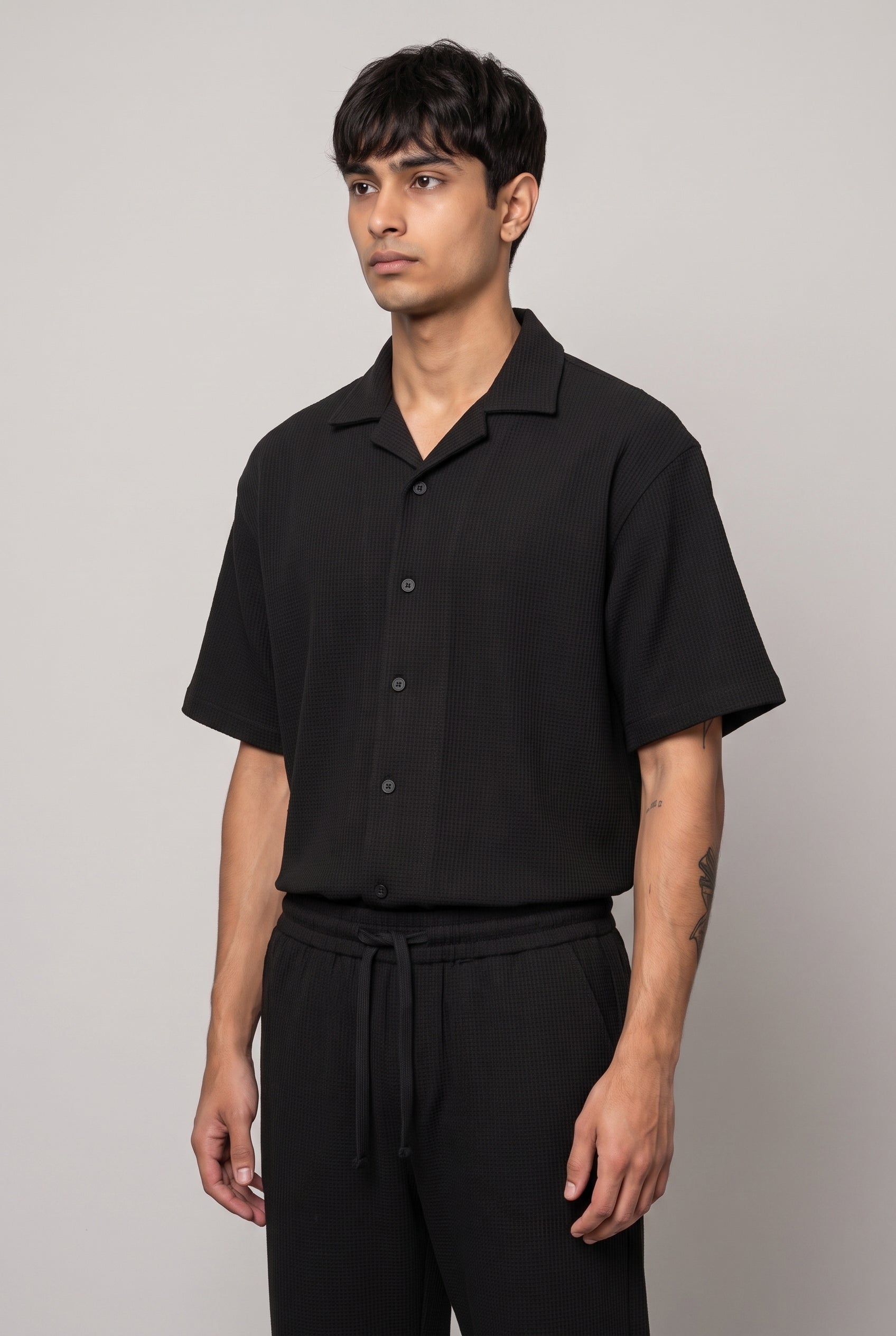 BLACK CO-ORD SET MEN'S SHIRT