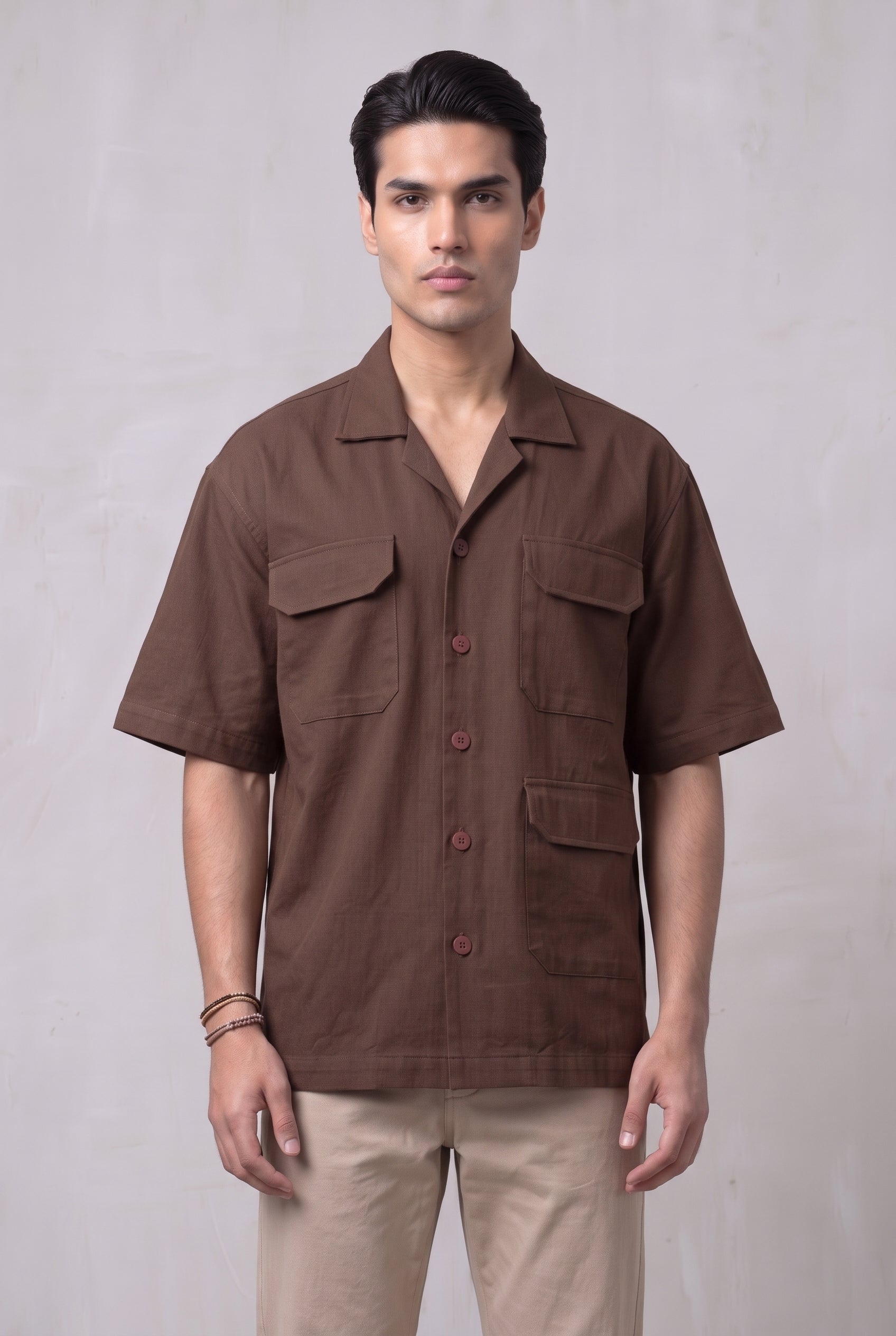UTILITY BROWN MEN'S SHIRT