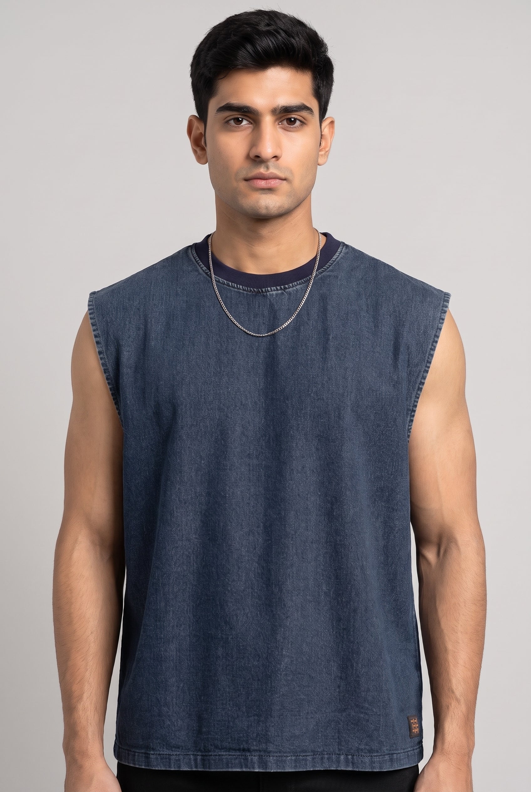 BLUE DENIM MEN'S TANK TOP