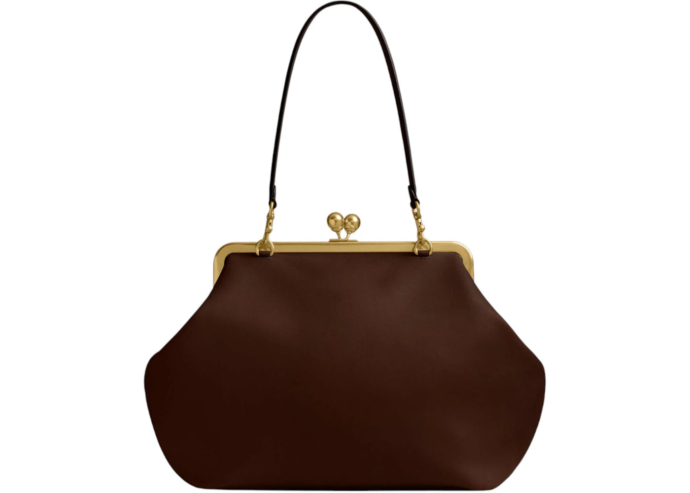 Coach Large Kisslock Frame Bag Brass/Dark Brown