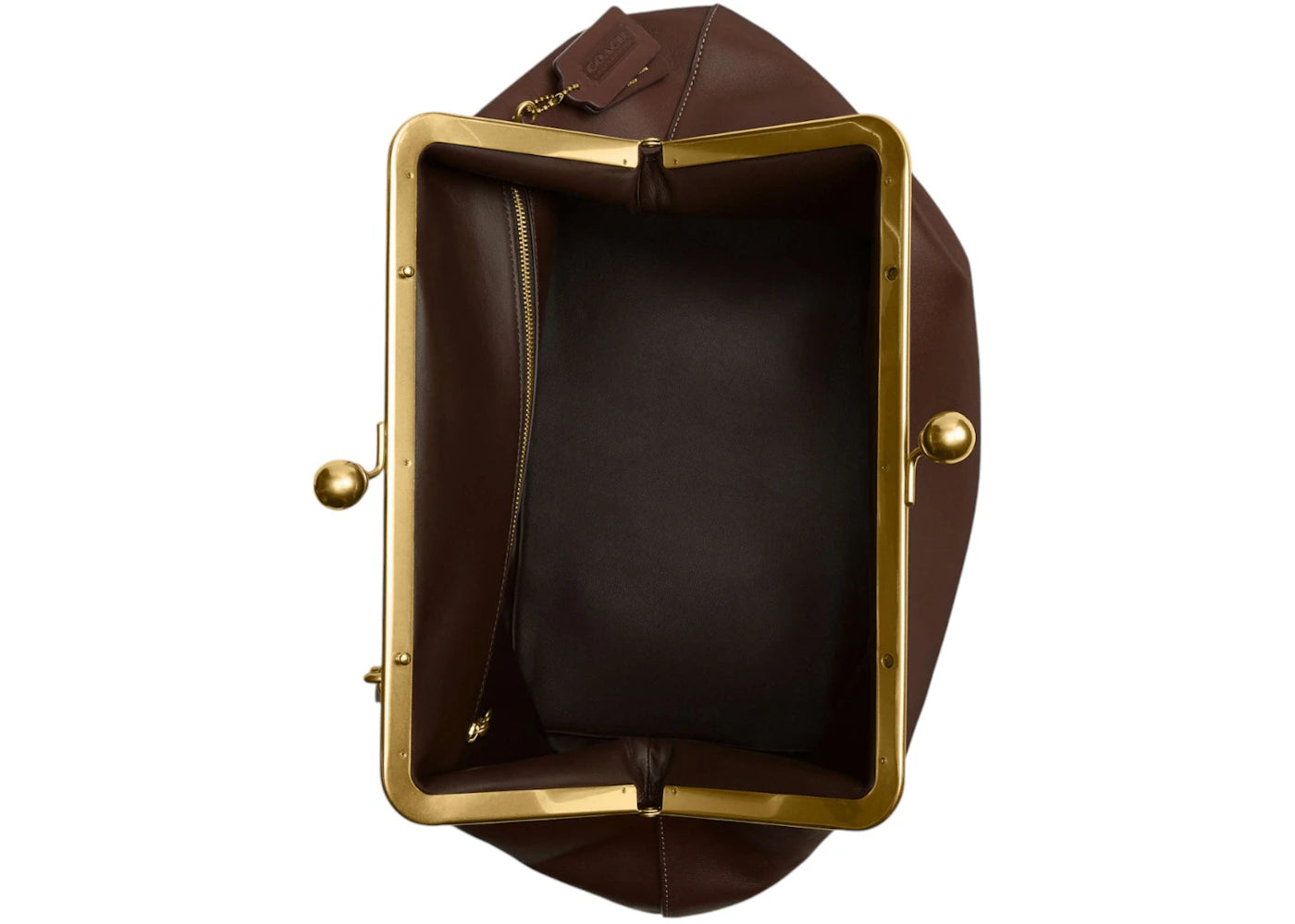 Coach Large Kisslock Frame Bag Brass/Dark Brown