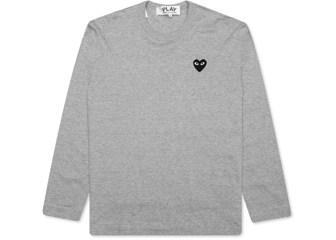 comme des garcons play black heart emblem l/s t-shirt grey