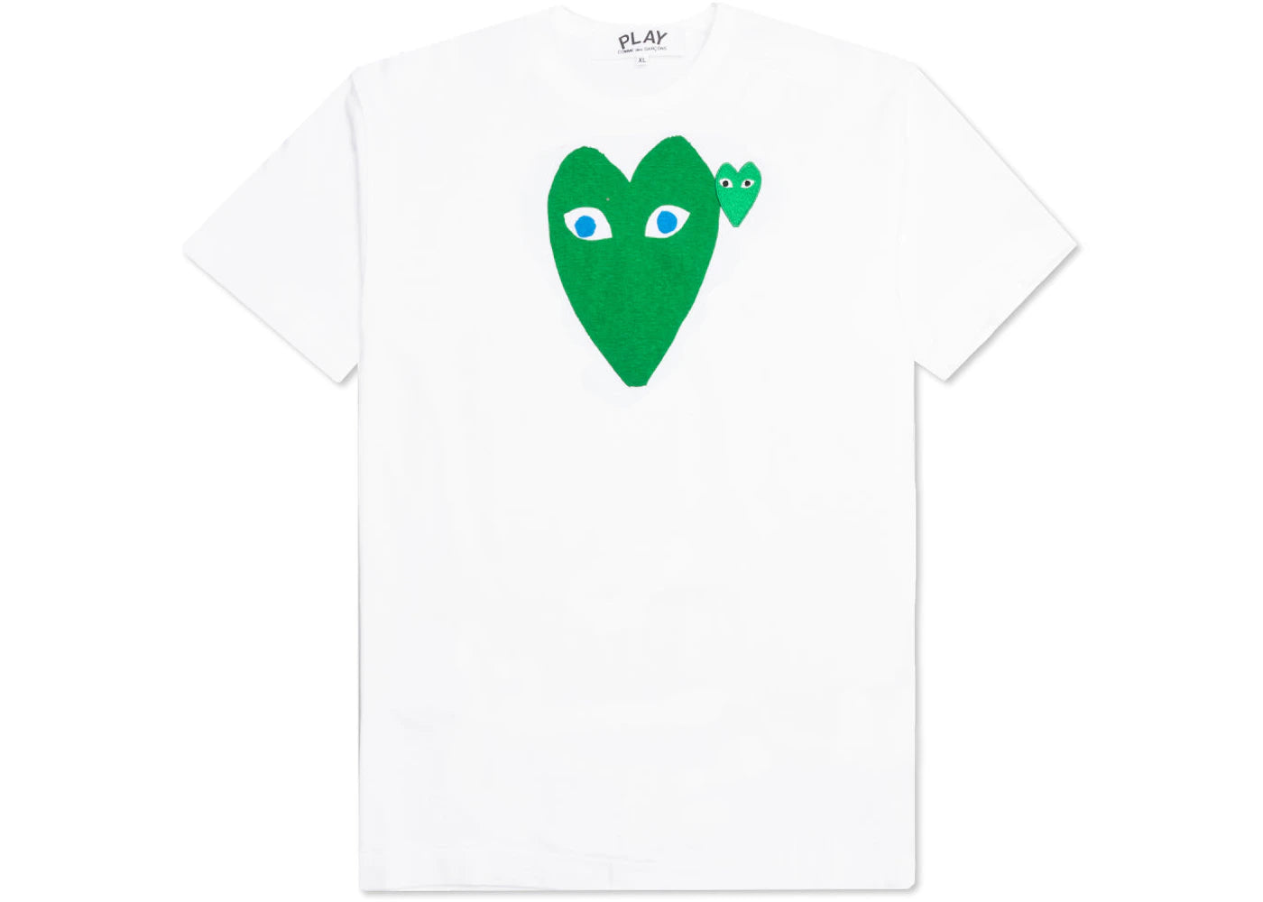 comme des garcons play blue eyed green heart t-shirt white
