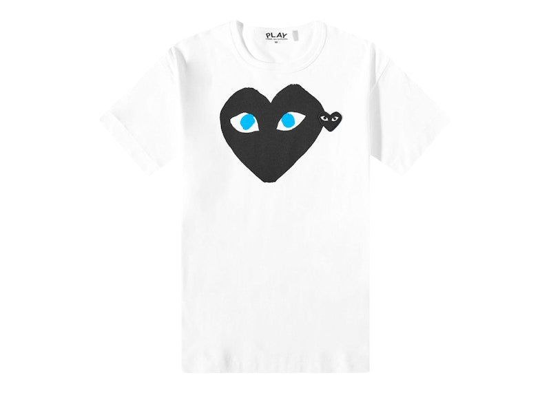 Comme Des Garcons Play Play Double Heart Logo Tee White