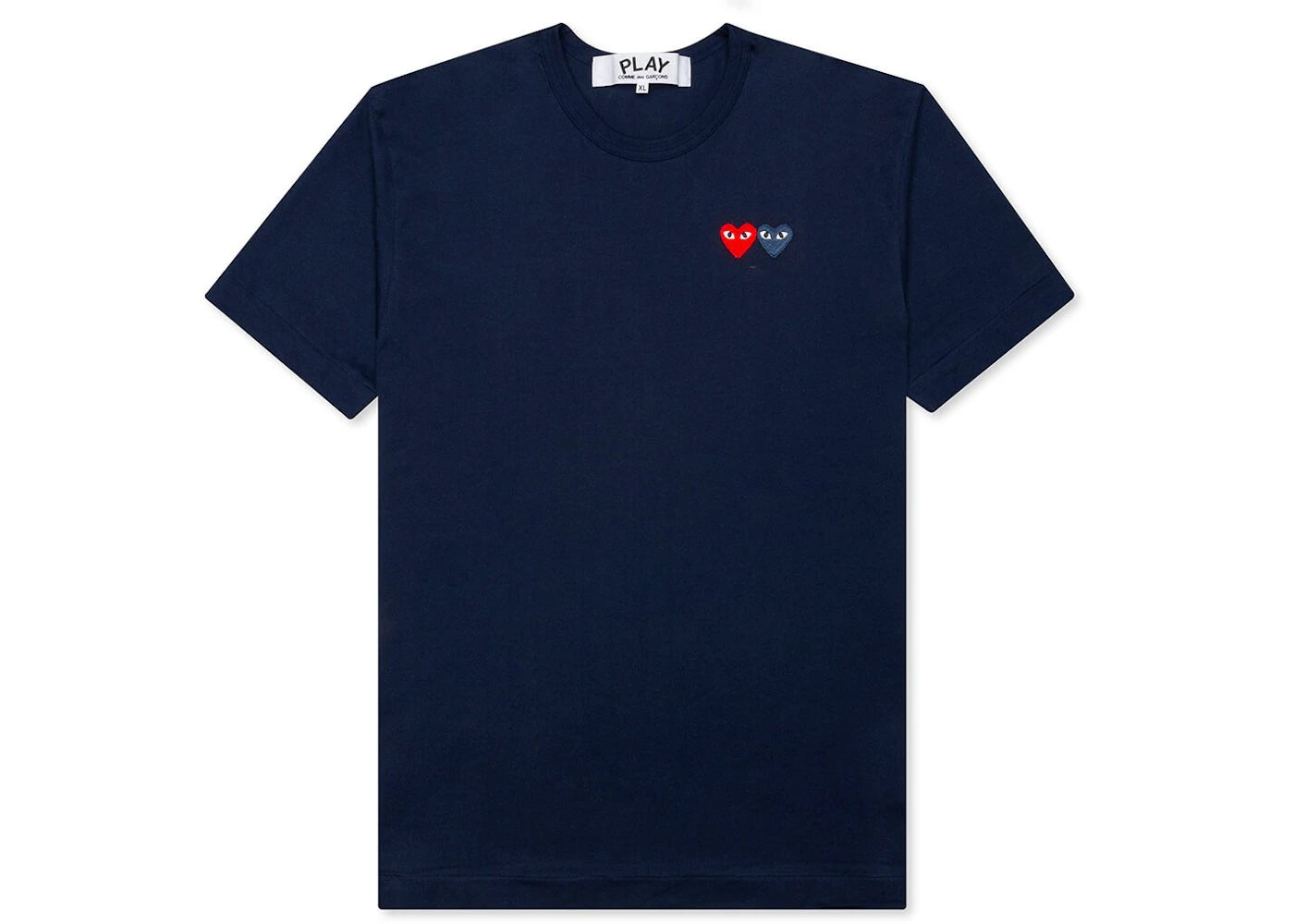 comme des garcons play double hearts t-shirt navy