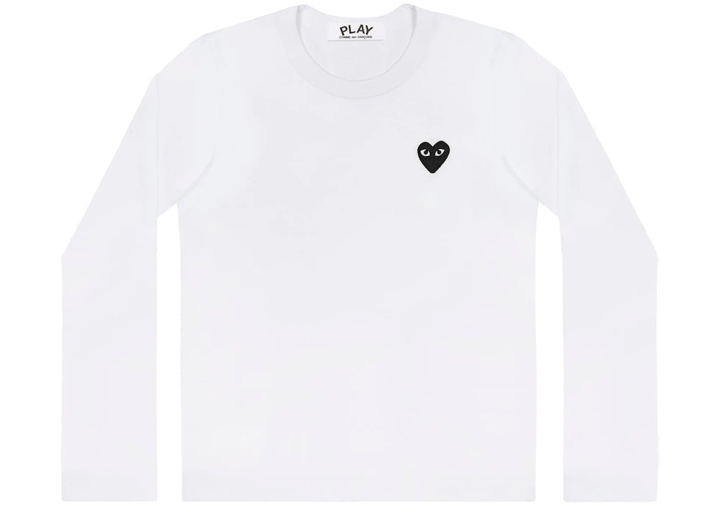comme des garcons play embroidered black heart long sleeve t-shirt white