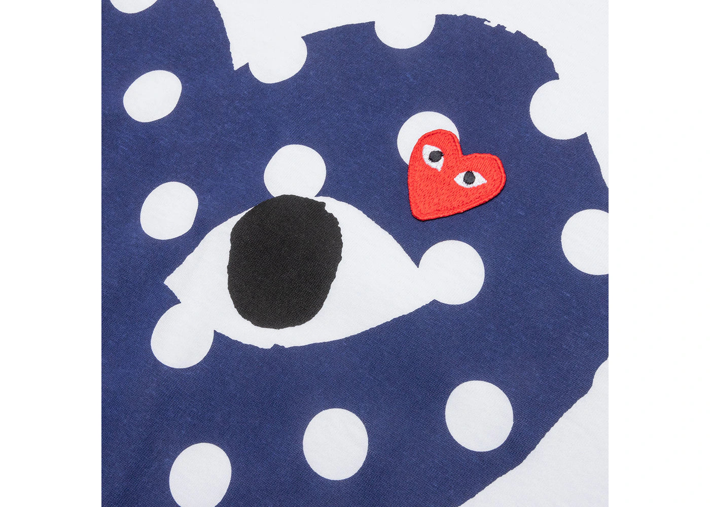 comme des garcons play navy polka dot full heart t-shirt white