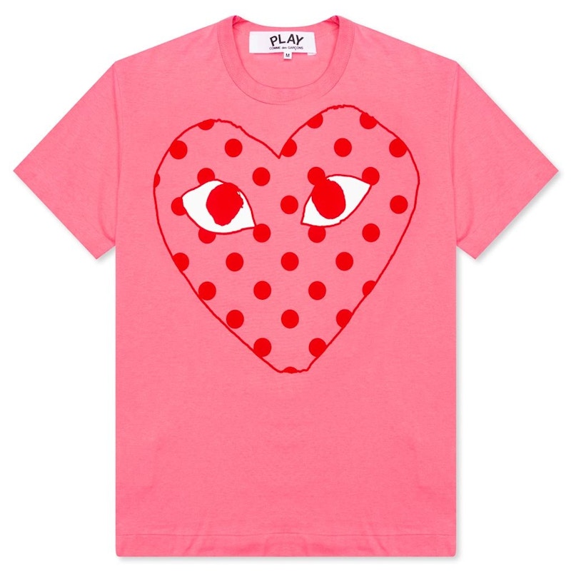 Comme Des Garcons Play Pastelle Polka Dot Red Heart T-Shirt
