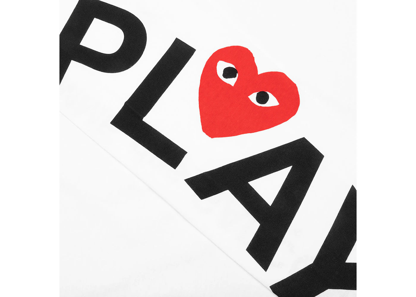 comme des garcons play red big heart l/s t-shirt white