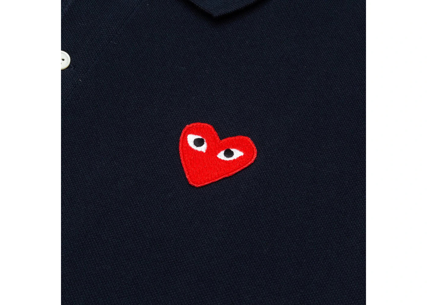 comme des garcons play red emblem polo navy