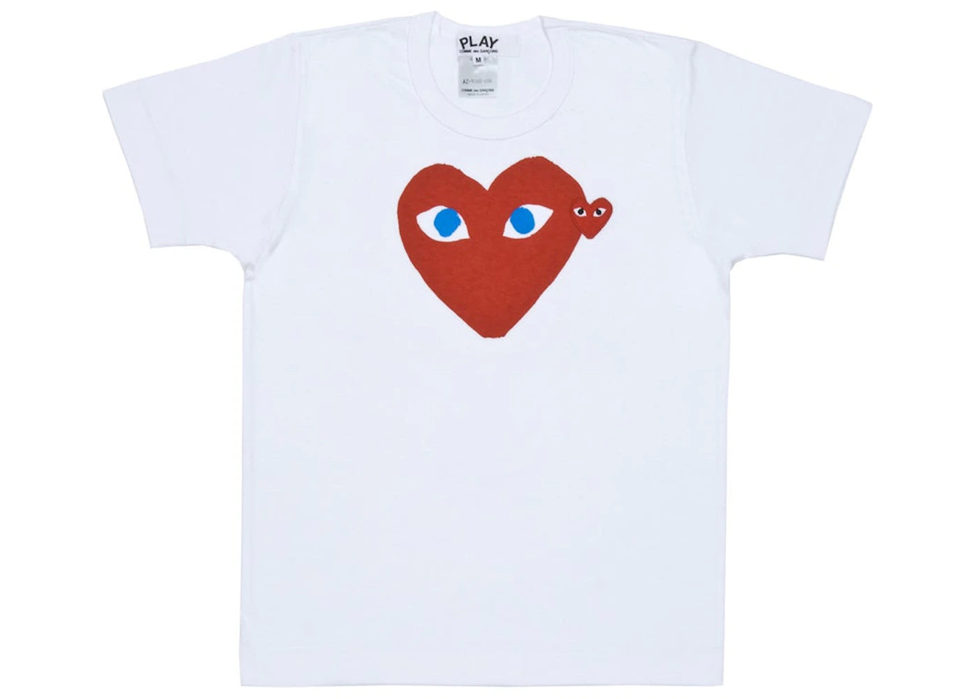 comme des garcons play red heart blue eyes t-shirt white