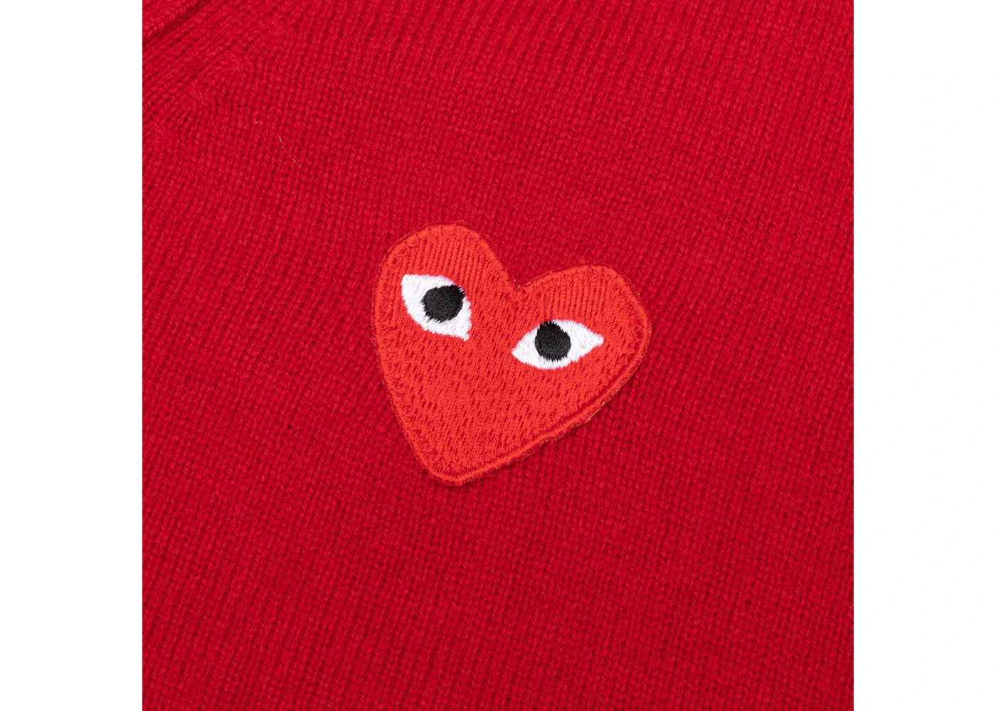 comme des garcons play red heart knit cardigan sweater red