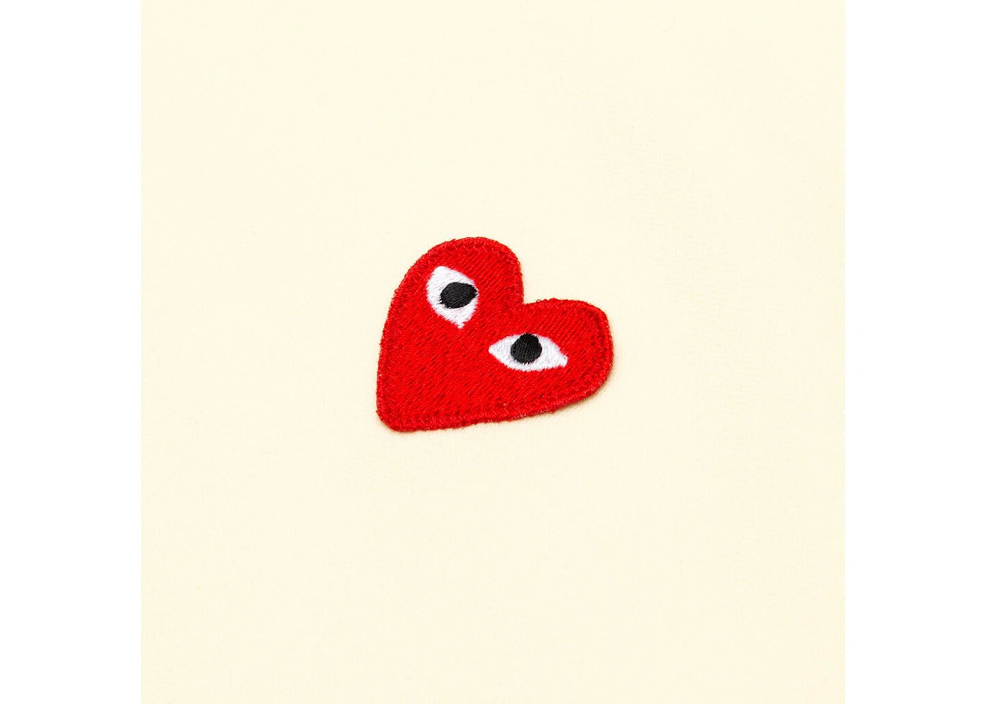 comme des garcons play red heart zip up hoodie ivory