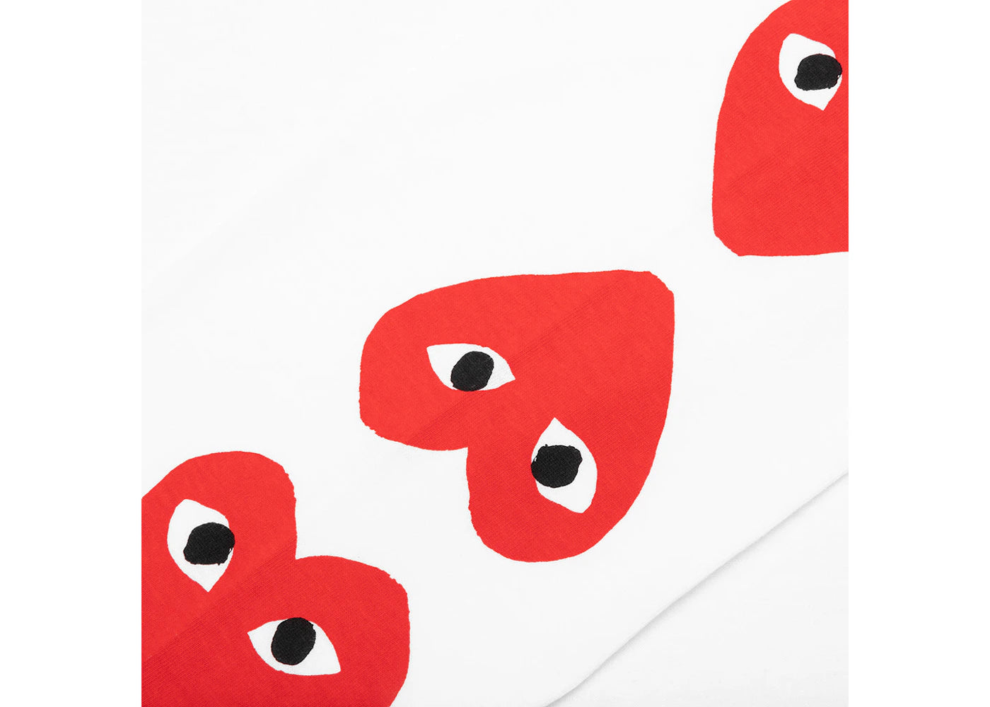 comme des garcons play red multi heart l/s t-shirt white