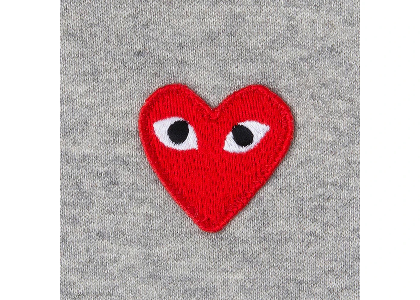 comme des garcons play red multi heart zip up hoodie grey