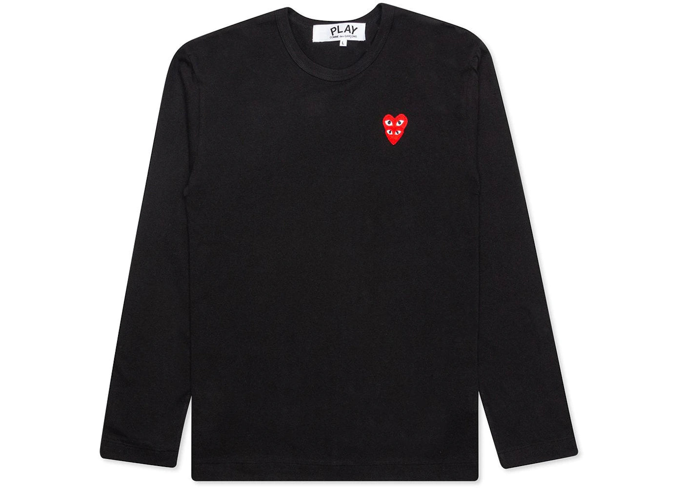 comme des garcons play red stacked heart l/s t-shirt black