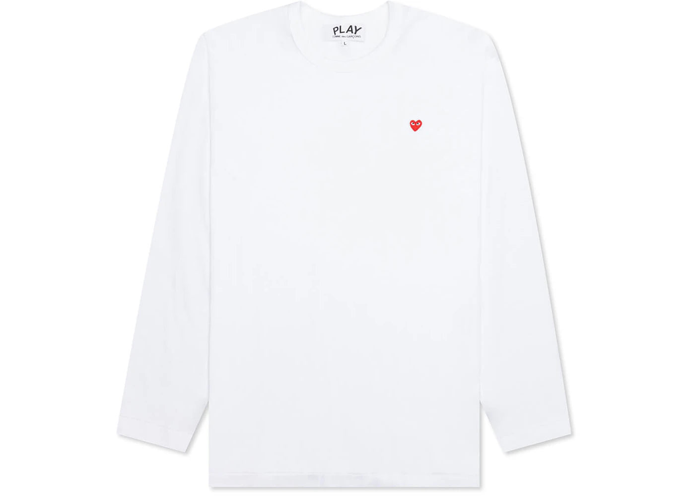comme des garcons play small red heart l/s t-shirt white
