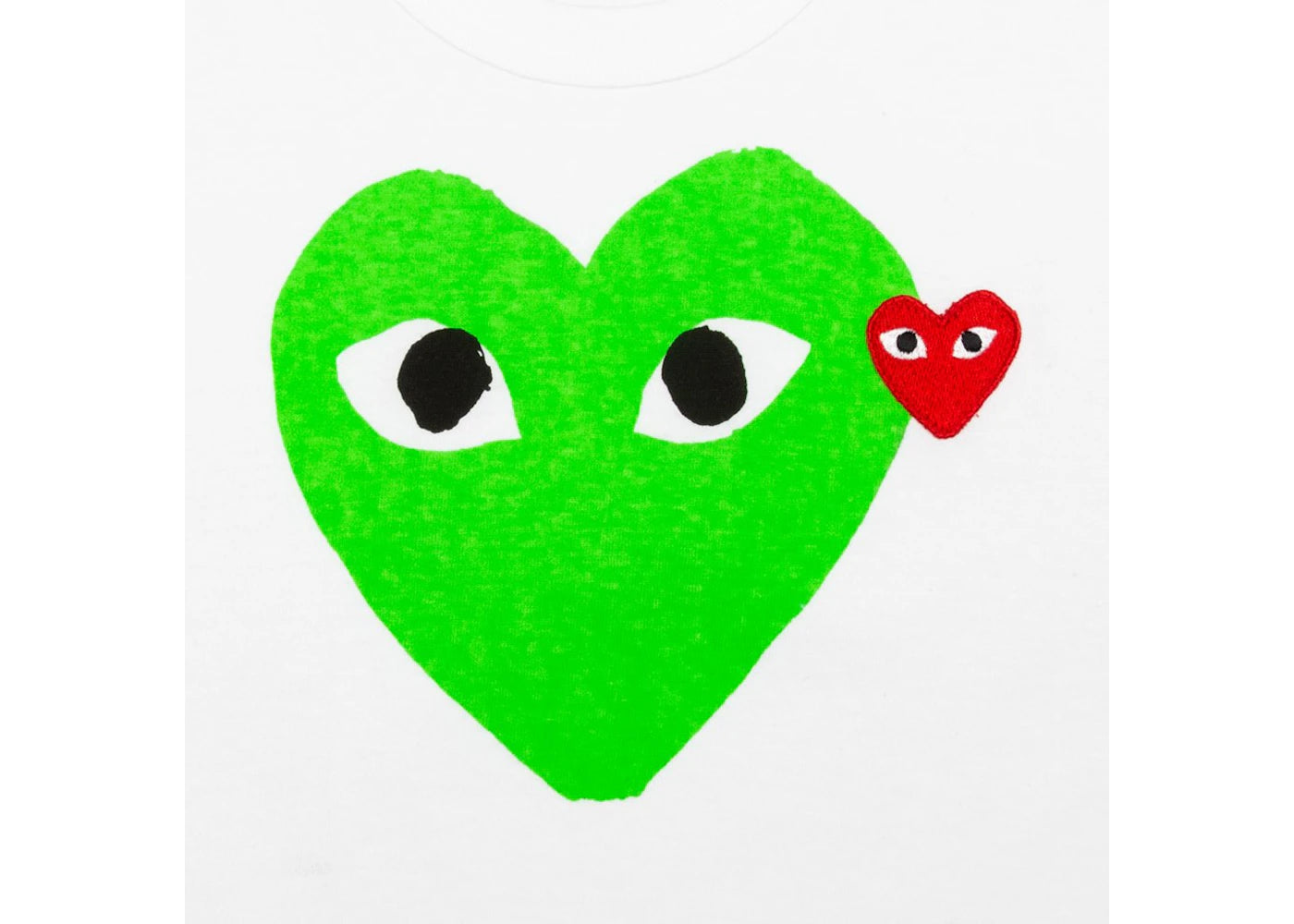 comme des garcons play women's red emblem heart t-shirt white/green