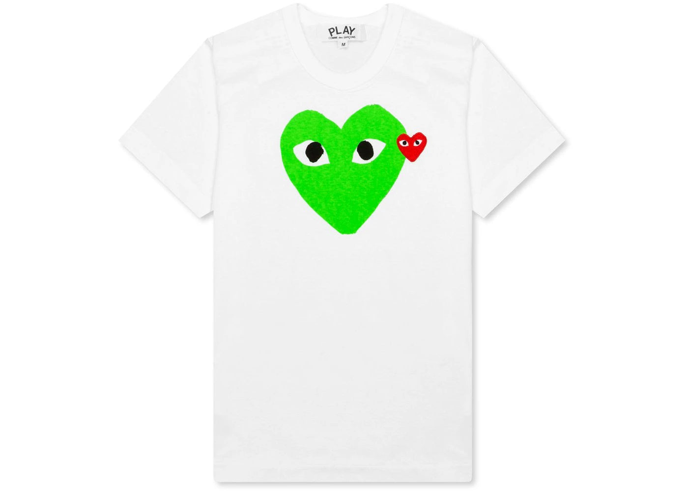 comme des garcons play women's red emblem heart t-shirt white/green