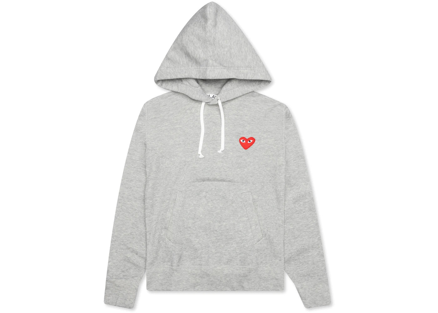 comme des garcons play women's red heart hoodie grey
