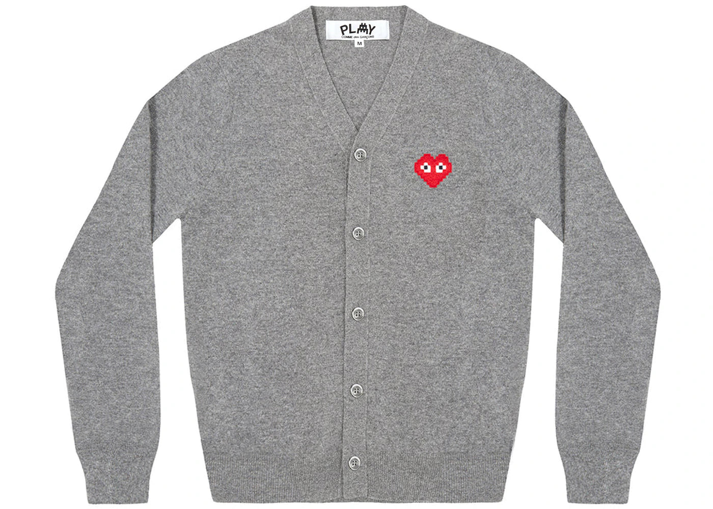 comme des garcons play x invader cardigan top grey