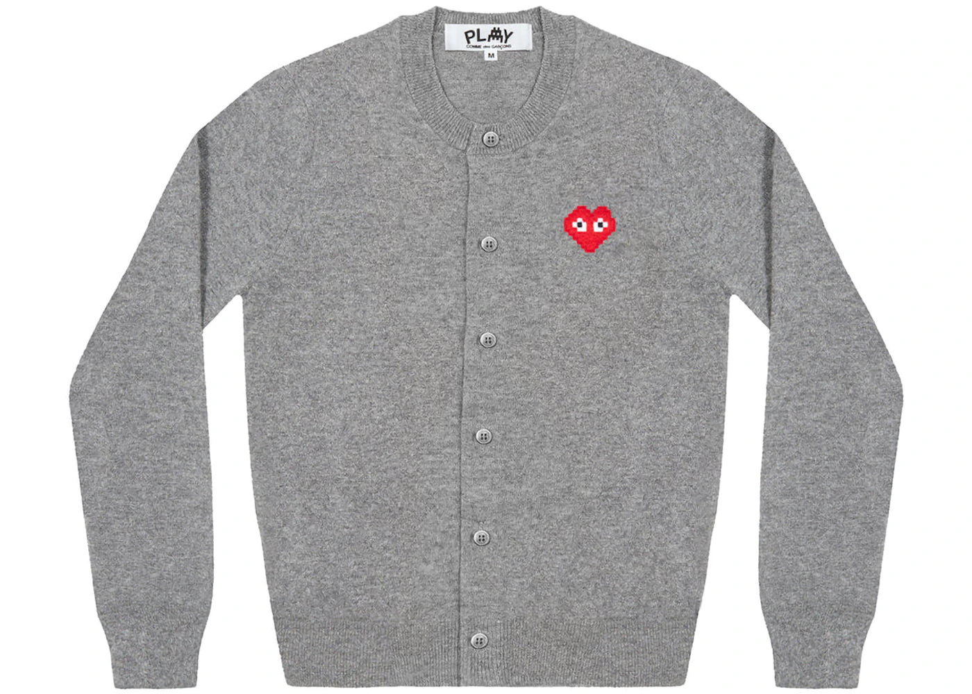 comme des garcons play x invader women's cardigan top grey