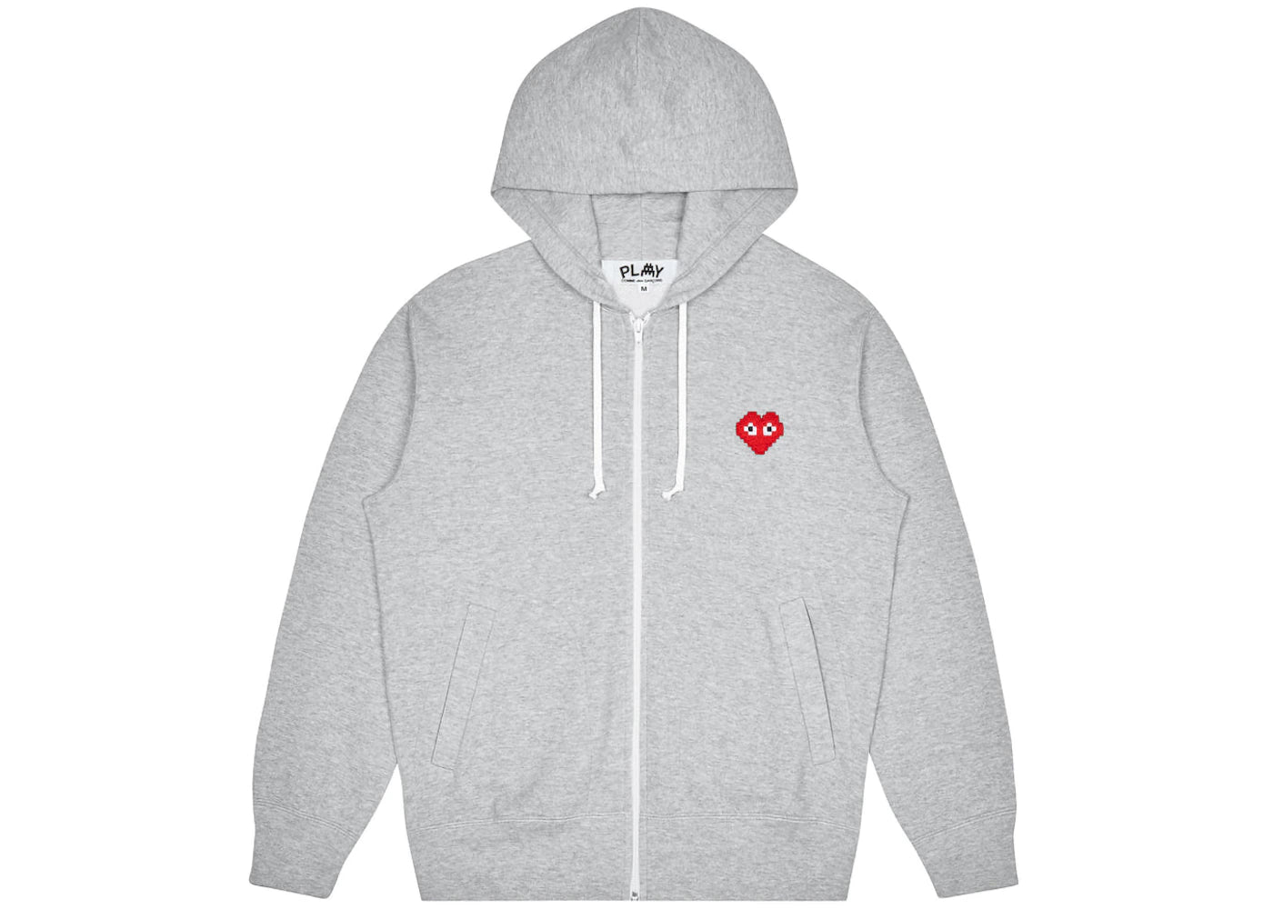 comme des garcons play x invader women's zip up hoodie top grey