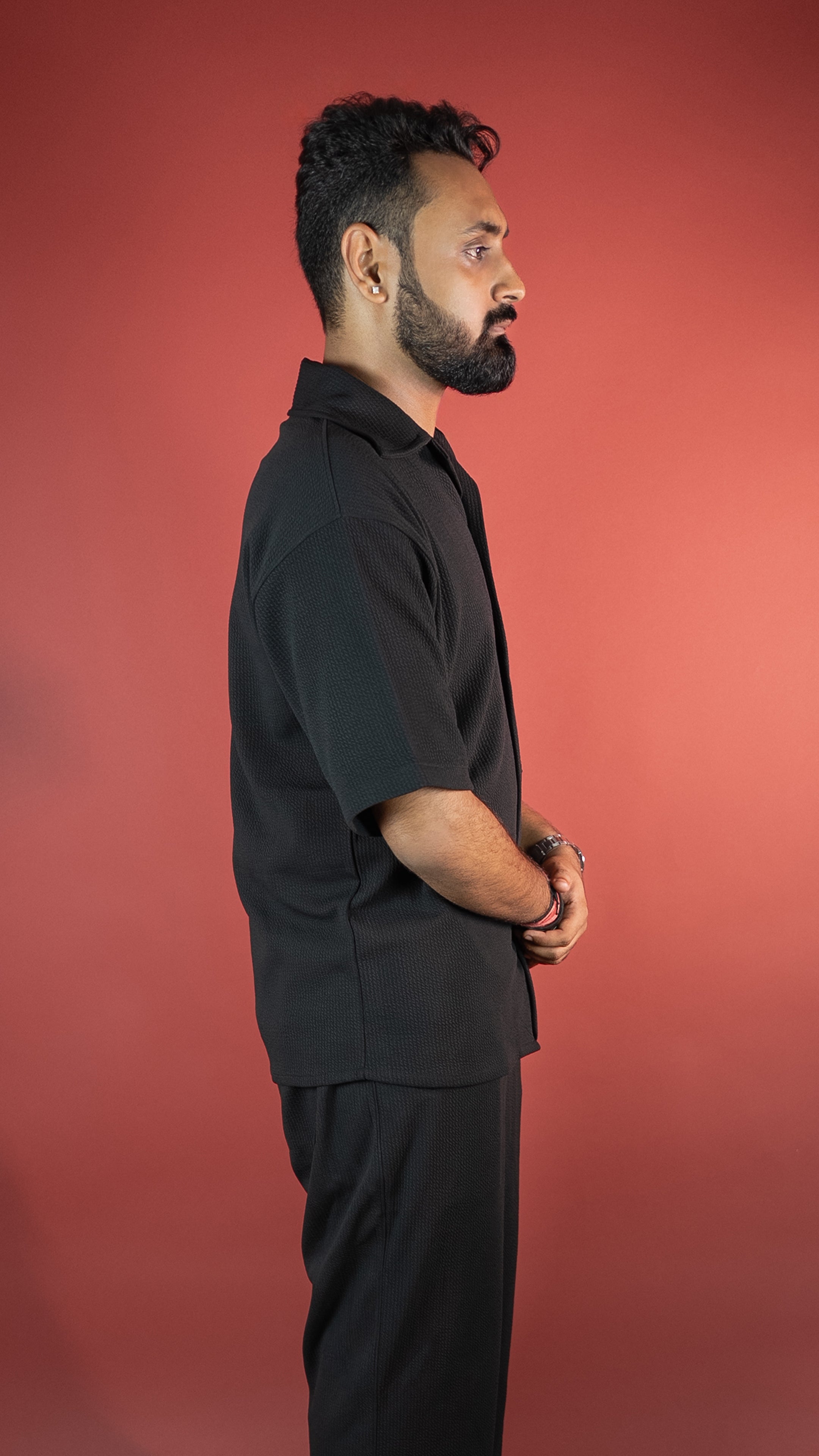 BLACK CO-ORD SET MEN'S SHIRT