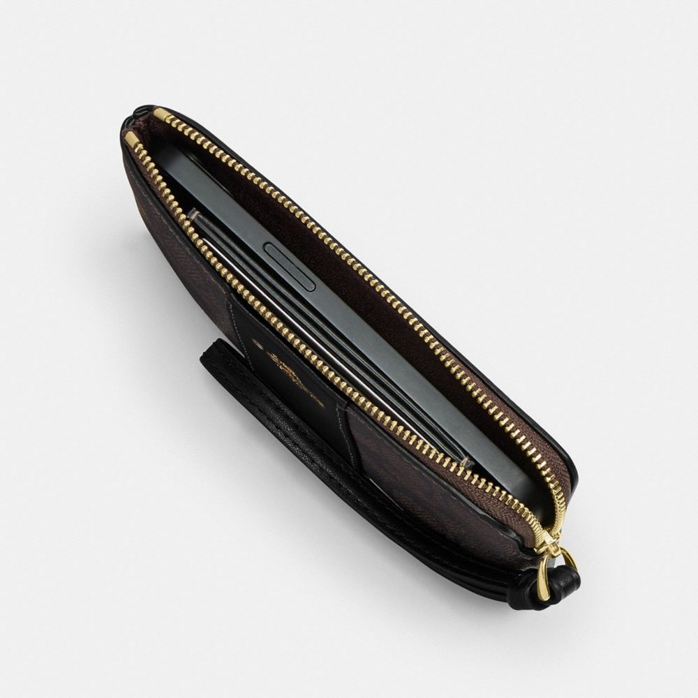 Coach Corner Zip Wristlet Gold True Red