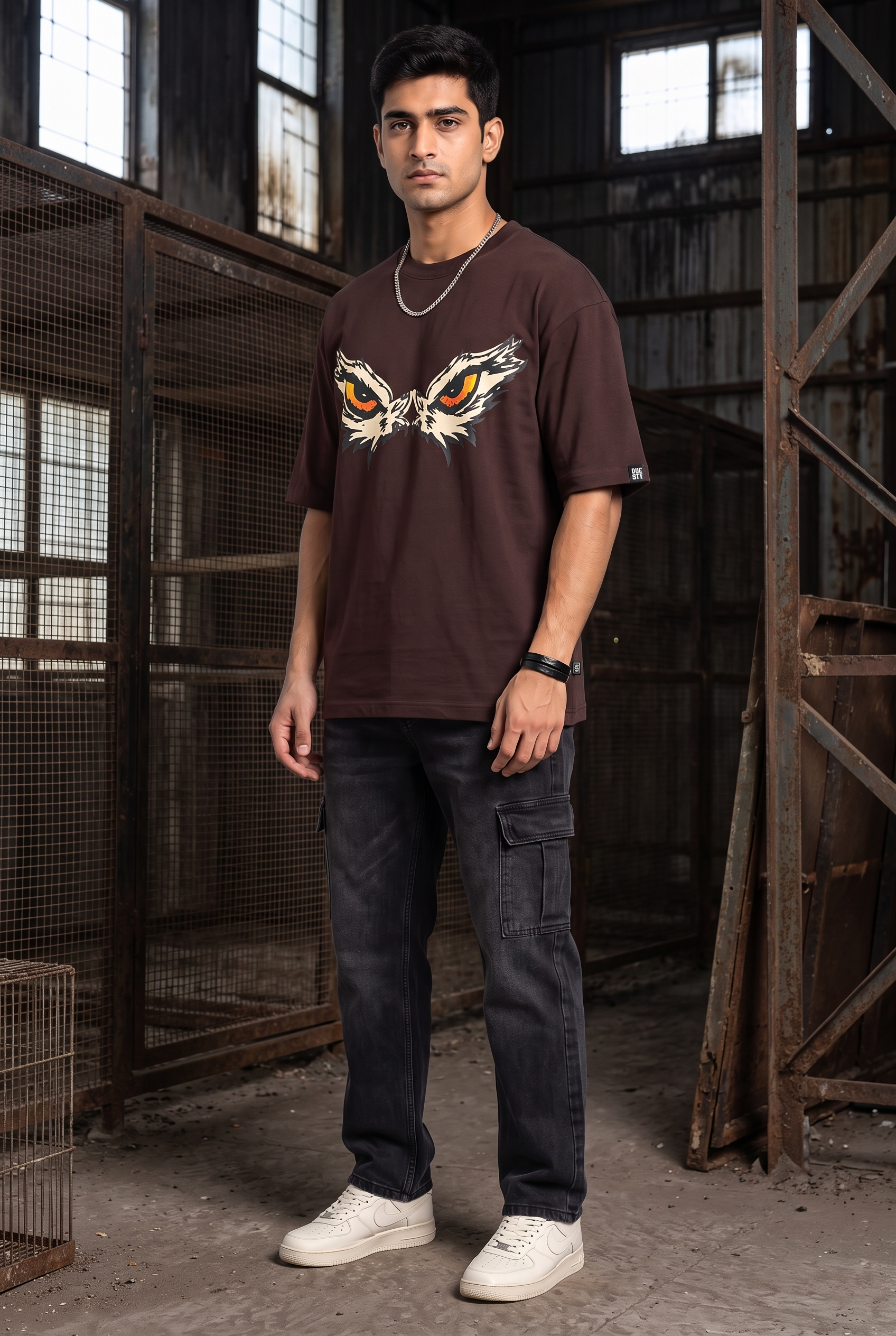 EAGLE EYE BROWN MEN’S OVERSIZED T-SHIRT