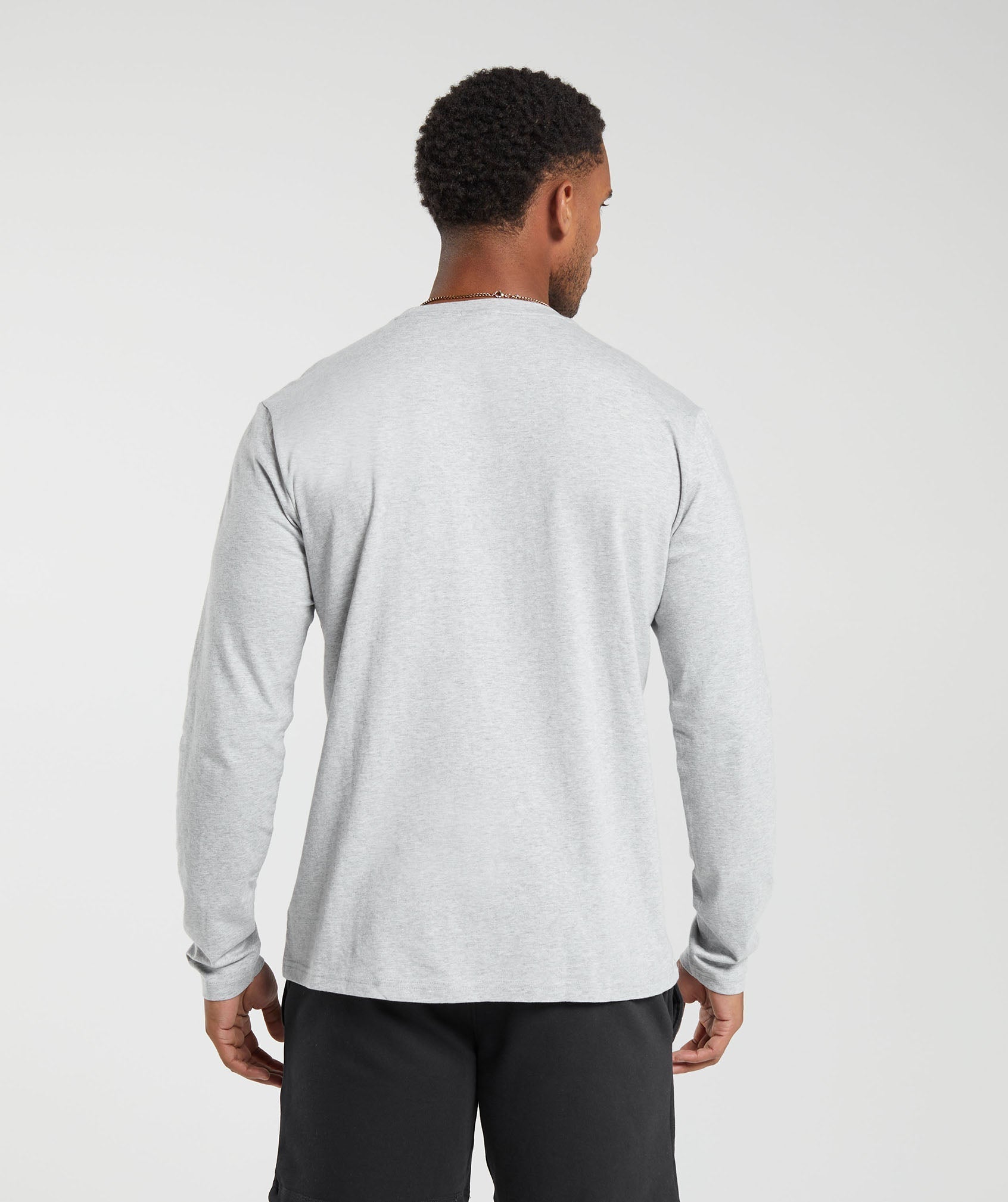 Gymshark Crest Long Sleeve T-Shirt Light Grey Marl