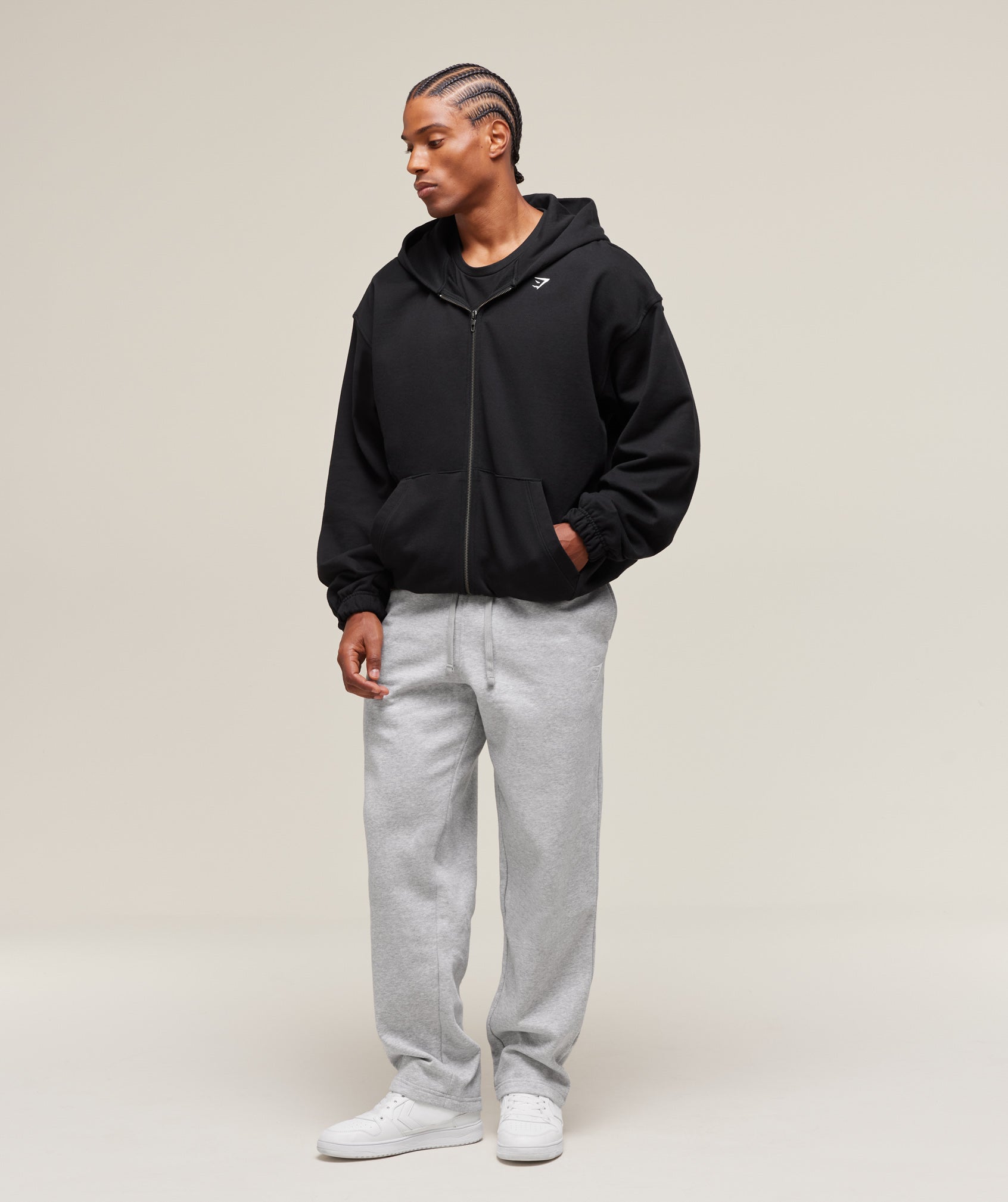 Gymshark Crest Straight Leg Joggers Light Grey Marl