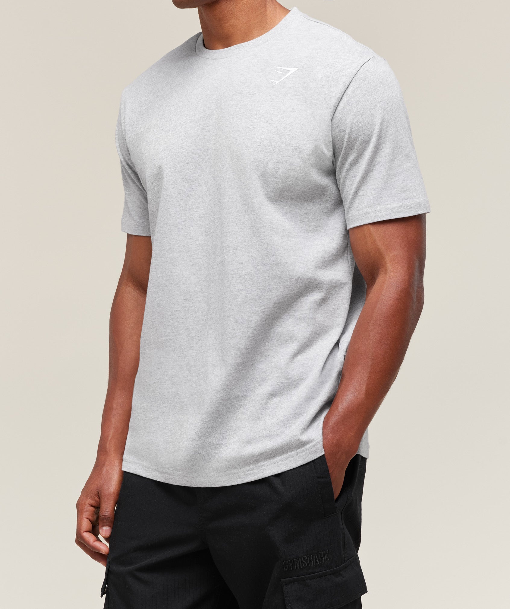 Gymshark Crest T-Shirt Light Grey Marl